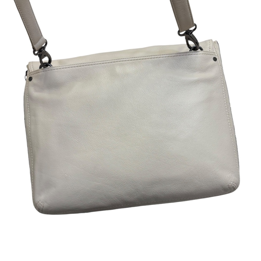 Levenger white leather messenger briefcase laptop bag - Picture 2 of 16